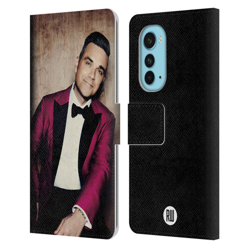 Robbie Williams Calendar Magenta Tux Leather Book Wallet Case Cover For Motorola Edge (2022)