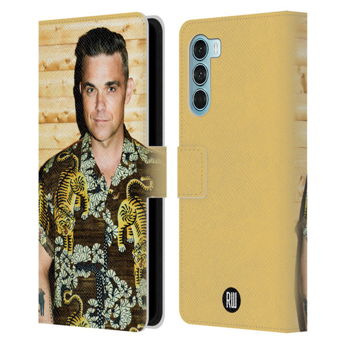 Robbie Williams Calendar Tiger Print Shirt Leather Book Wallet Case Cover For Motorola Edge S30 / Moto G200 5G