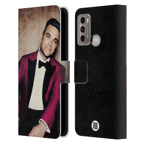 Robbie Williams Calendar Magenta Tux Leather Book Wallet Case Cover For Motorola Moto G60 / Moto G40 Fusion