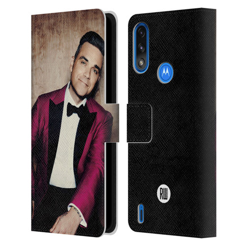 Robbie Williams Calendar Magenta Tux Leather Book Wallet Case Cover For Motorola Moto E7 Power / Moto E7i Power