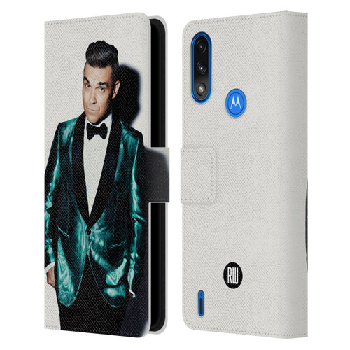 Robbie Williams Calendar White Background Leather Book Wallet Case Cover For Motorola Moto E7 Power / Moto E7i Power