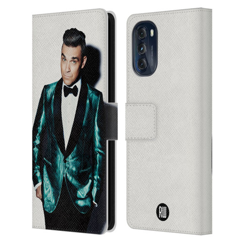 Robbie Williams Calendar White Background Leather Book Wallet Case Cover For Motorola Moto G (2022)