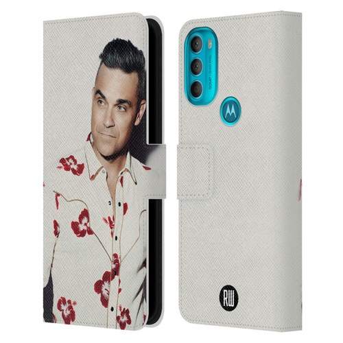 Robbie Williams Calendar Floral Shirt Leather Book Wallet Case Cover For Motorola Moto G71 5G