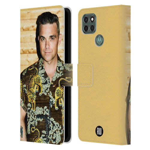 Robbie Williams Calendar Tiger Print Shirt Leather Book Wallet Case Cover For Motorola Moto G9 Power