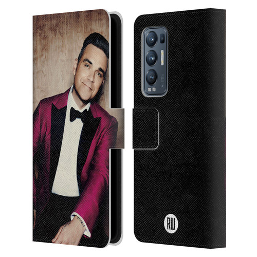 Robbie Williams Calendar Magenta Tux Leather Book Wallet Case Cover For OPPO Find X3 Neo / Reno5 Pro+ 5G