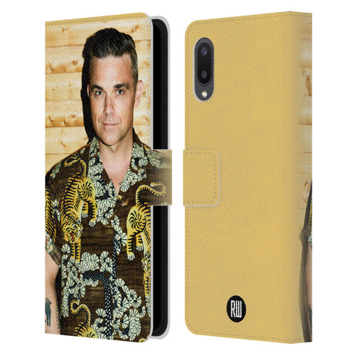 Robbie Williams Calendar Tiger Print Shirt Leather Book Wallet Case Cover For Samsung Galaxy A02/M02 (2021)