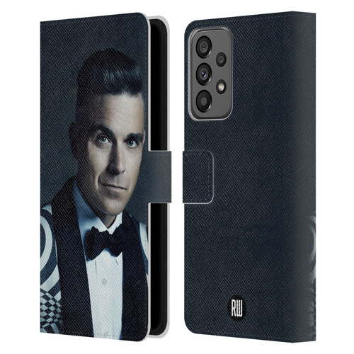 Robbie Williams Calendar Printed Tux Leather Book Wallet Case Cover For Samsung Galaxy A73 5G (2022)