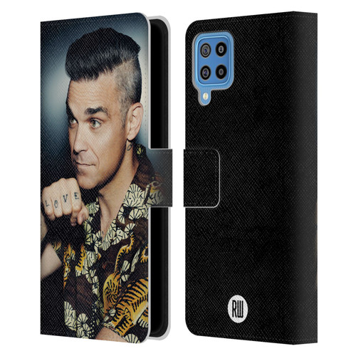 Robbie Williams Calendar Love Tattoo Leather Book Wallet Case Cover For Samsung Galaxy F22 (2021)