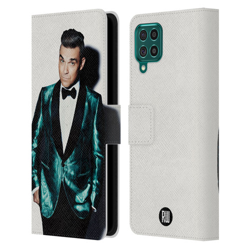 Robbie Williams Calendar White Background Leather Book Wallet Case Cover For Samsung Galaxy F62 (2021)