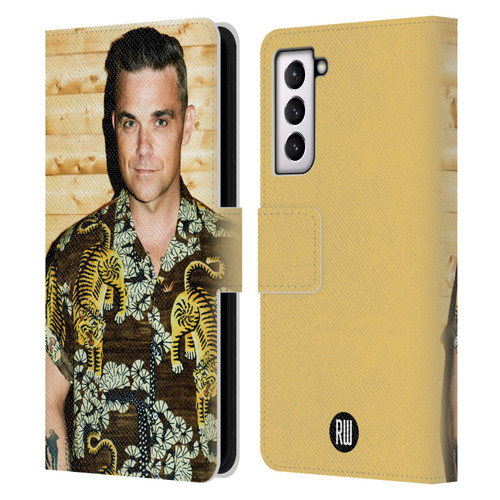 Robbie Williams Calendar Tiger Print Shirt Leather Book Wallet Case Cover For Samsung Galaxy S21 5G