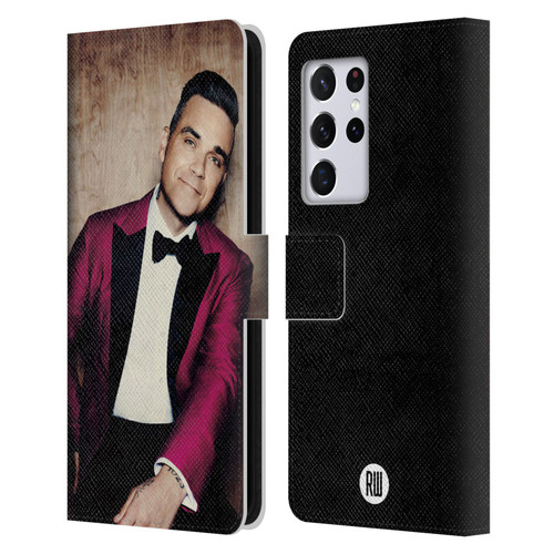 Robbie Williams Calendar Magenta Tux Leather Book Wallet Case Cover For Samsung Galaxy S21 Ultra 5G