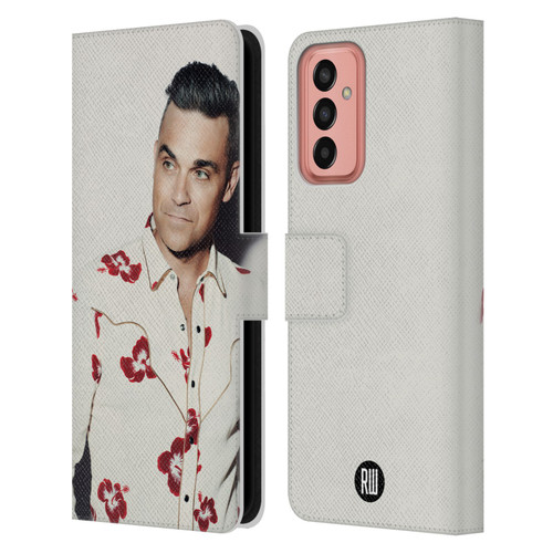 Robbie Williams Calendar Floral Shirt Leather Book Wallet Case Cover For Samsung Galaxy M13 (2022)