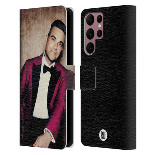 Robbie Williams Calendar Magenta Tux Leather Book Wallet Case Cover For Samsung Galaxy S22 Ultra 5G