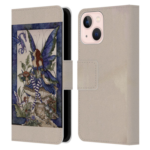 Amy Brown Pixies Bottom Of The Garden Leather Book Wallet Case Cover For Apple iPhone 13 Mini