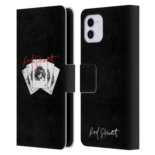 Rod Stewart Art Poker Hand Leather Book Wallet Case Cover For Apple iPhone 11