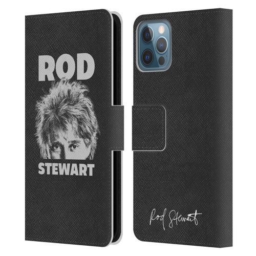 Rod Stewart Art Black And White Leather Book Wallet Case Cover For Apple iPhone 12 / iPhone 12 Pro