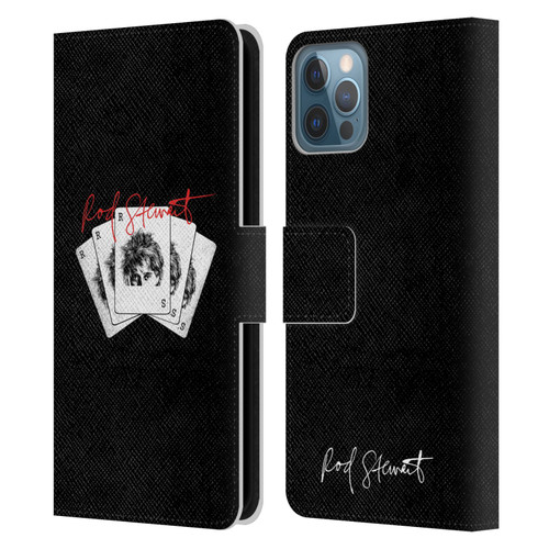 Rod Stewart Art Poker Hand Leather Book Wallet Case Cover For Apple iPhone 12 / iPhone 12 Pro