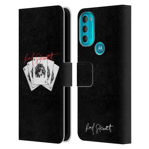 Rod Stewart Art Poker Hand Leather Book Wallet Case Cover For Motorola Moto G71 5G