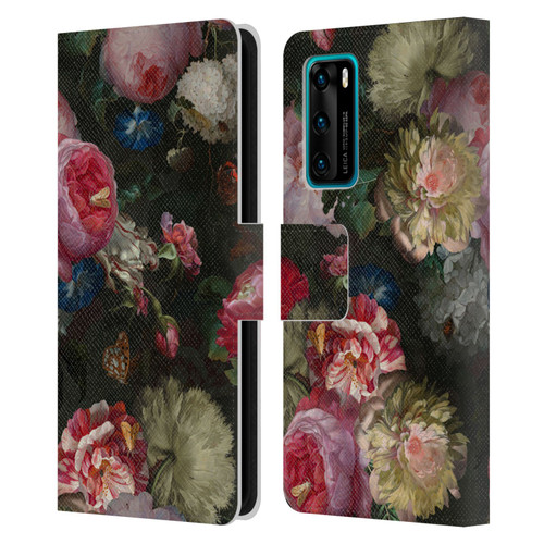 UtArt Antique Flowers Bouquet Leather Book Wallet Case Cover For Huawei P40 5G