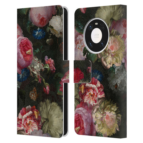 UtArt Antique Flowers Bouquet Leather Book Wallet Case Cover For Huawei Mate 40 Pro 5G
