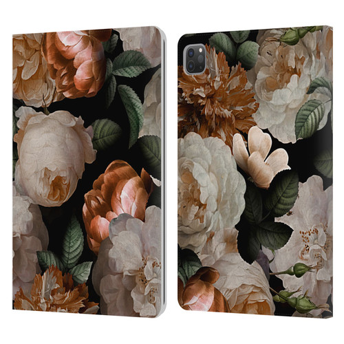 UtArt Antique Flowers Carnations And Garden Roses Leather Book Wallet Case Cover For Apple iPad Pro 11 2020 / 2021 / 2022