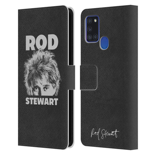 Rod Stewart Art Black And White Leather Book Wallet Case Cover For Samsung Galaxy A21s (2020)