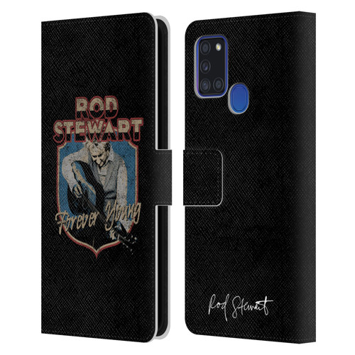 Rod Stewart Art Forever Young Leather Book Wallet Case Cover For Samsung Galaxy A21s (2020)