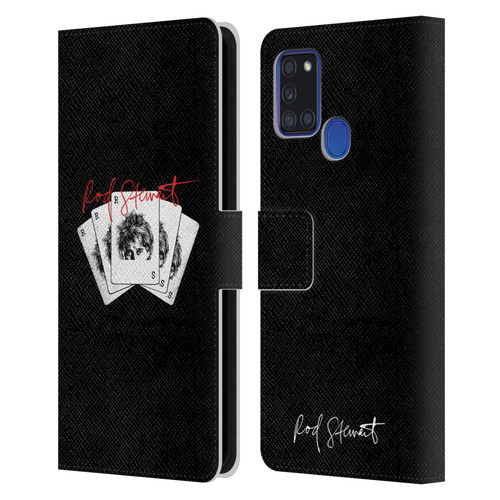Rod Stewart Art Poker Hand Leather Book Wallet Case Cover For Samsung Galaxy A21s (2020)