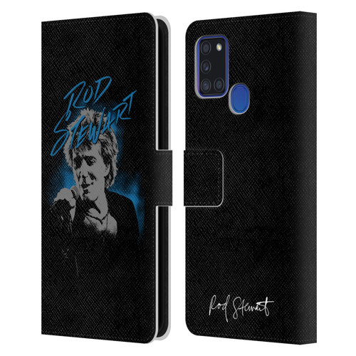 Rod Stewart Art Scribble Leather Book Wallet Case Cover For Samsung Galaxy A21s (2020)