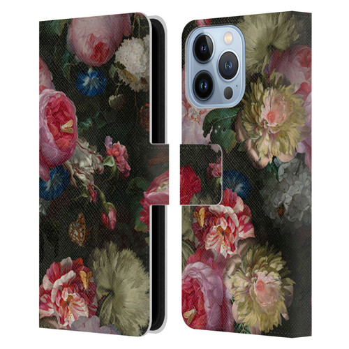 UtArt Antique Flowers Bouquet Leather Book Wallet Case Cover For Apple iPhone 13 Pro
