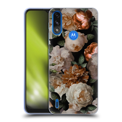 UtArt Antique Flowers Carnations And Garden Roses Soft Gel Case for Motorola Moto E7 Power / Moto E7i Power