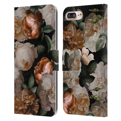UtArt Antique Flowers Carnations And Garden Roses Leather Book Wallet Case Cover For Apple iPhone 7 Plus / iPhone 8 Plus