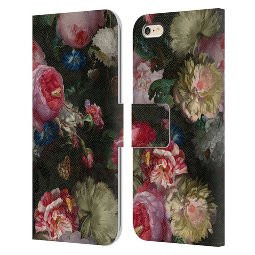 UtArt Antique Flowers Bouquet Leather Book Wallet Case Cover For Apple iPhone 6 Plus / iPhone 6s Plus