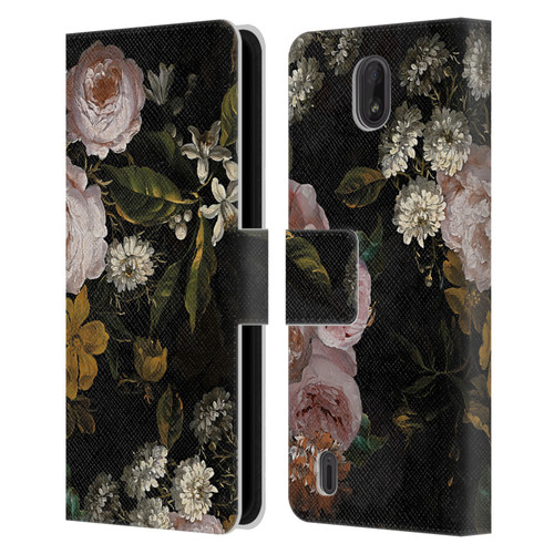 UtArt Antique Flowers Roses And Baby's Breath Leather Book Wallet Case Cover For Nokia C01 Plus/C1 2nd Edition