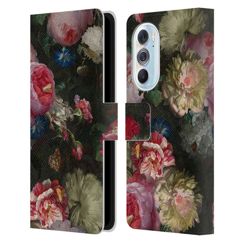 UtArt Antique Flowers Bouquet Leather Book Wallet Case Cover For Motorola Edge X30