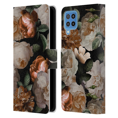 UtArt Antique Flowers Carnations And Garden Roses Leather Book Wallet Case Cover For Samsung Galaxy F22 (2021)