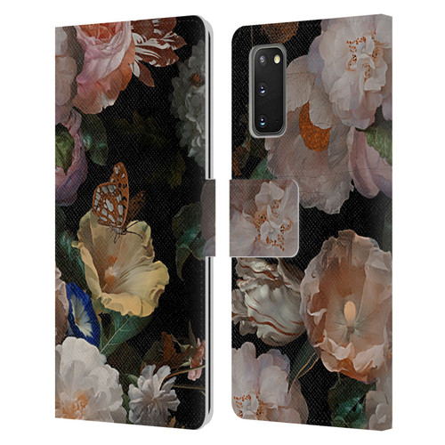 UtArt Antique Flowers Botanical Beauty Leather Book Wallet Case Cover For Samsung Galaxy S20 / S20 5G