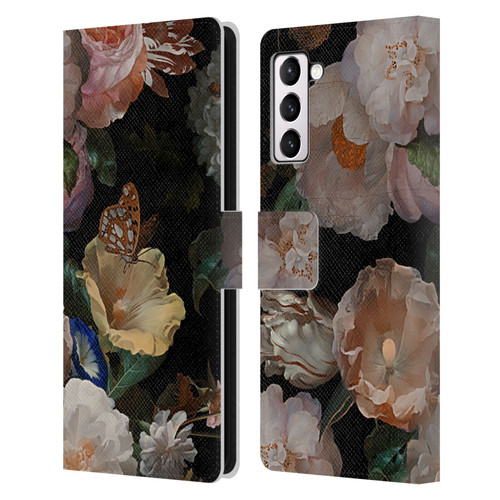 UtArt Antique Flowers Botanical Beauty Leather Book Wallet Case Cover For Samsung Galaxy S21+ 5G