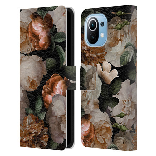 UtArt Antique Flowers Carnations And Garden Roses Leather Book Wallet Case Cover For Xiaomi Mi 11
