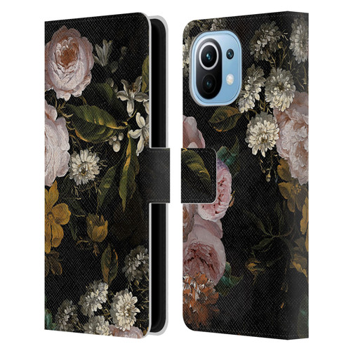 UtArt Antique Flowers Roses And Baby's Breath Leather Book Wallet Case Cover For Xiaomi Mi 11