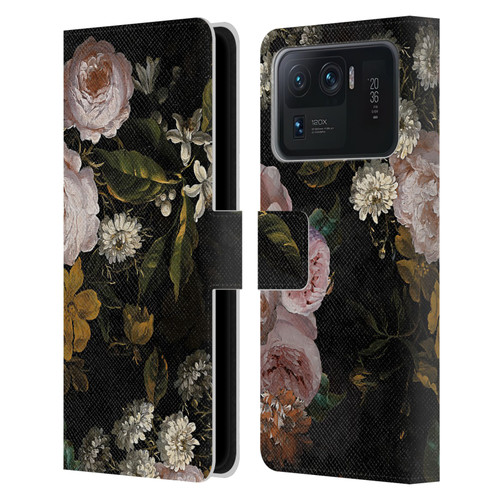 UtArt Antique Flowers Roses And Baby's Breath Leather Book Wallet Case Cover For Xiaomi Mi 11 Ultra