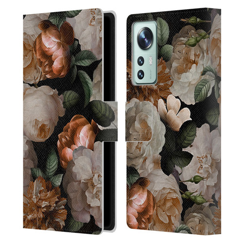 UtArt Antique Flowers Carnations And Garden Roses Leather Book Wallet Case Cover For Xiaomi 12