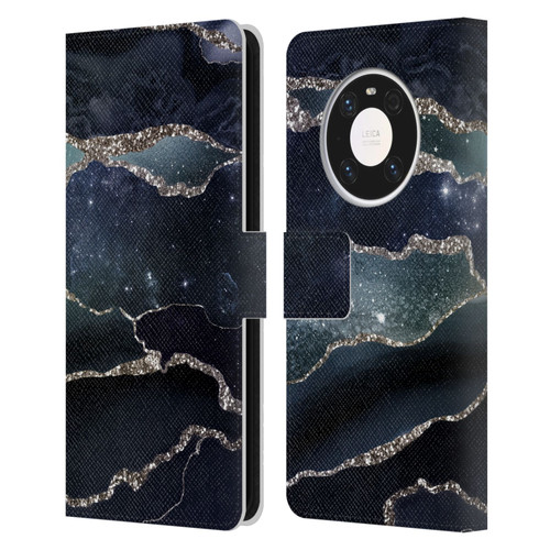 UtArt Dark Night Marble Silver Midnight Sky Leather Book Wallet Case Cover For Huawei Mate 40 Pro 5G