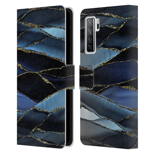 UtArt Dark Night Marble Deep Sparkle Waves Leather Book Wallet Case Cover For Huawei Nova 7 SE/P40 Lite 5G