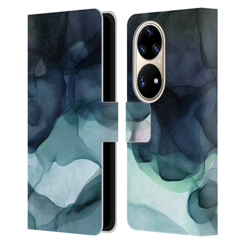 UtArt Dark Night Marble Heavy Smoke Leather Book Wallet Case Cover For Huawei P50 Pro