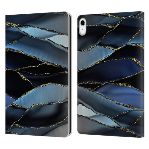 UtArt Dark Night Marble Deep Sparkle Waves Leather Book Wallet Case Cover For Apple iPad 10.9 (2022)