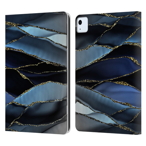 UtArt Dark Night Marble Deep Sparkle Waves Leather Book Wallet Case Cover For Apple iPad Air 2020 / 2022