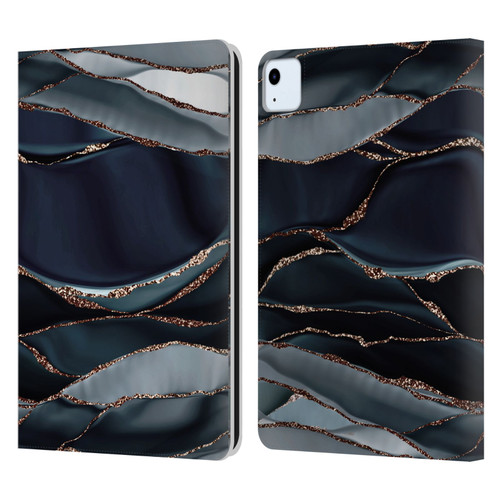 UtArt Dark Night Marble Waves Leather Book Wallet Case Cover For Apple iPad Air 2020 / 2022