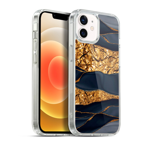 UtArt Dark Night Marble Gold Foil And Ink Soft Gel Case for Apple iPhone 12 / iPhone 12 Pro & MagSafe