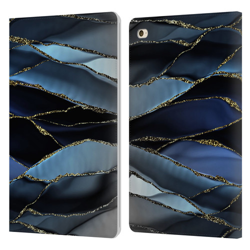 UtArt Dark Night Marble Deep Sparkle Waves Leather Book Wallet Case Cover For Apple iPad mini 4